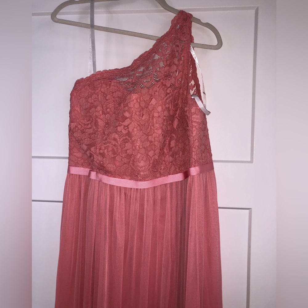 David’s Bridal One Shoulder Lace Bust Maxi Dress - Picture 8 of 11